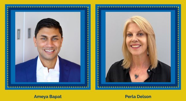 Welcome to the Board of Directors. Two headshots of Ameya Bapat and Perla Delson, respectively.